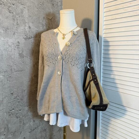 Kim Roger’s Grey Knit Button Up Cardigan - Picture 3 of 7